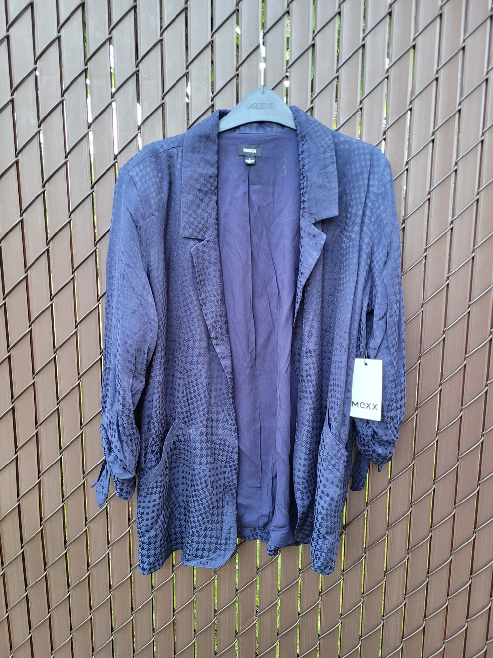 MEXX Women's Textured Navy Open Blazer Size 2 (relaxed fit)
